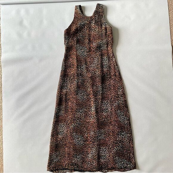 Donna Ricco Rayon Animal Print Cheeta Leopard Maxi Dress Women’s Size 8 - Picture 4 of 9